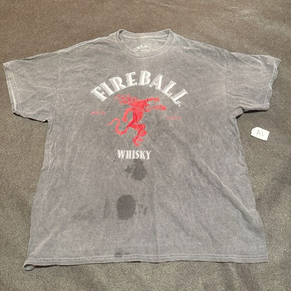 Fireball Whisky Mens TShirt XL Extra Large Gray Short Sleeve Tee Shirt